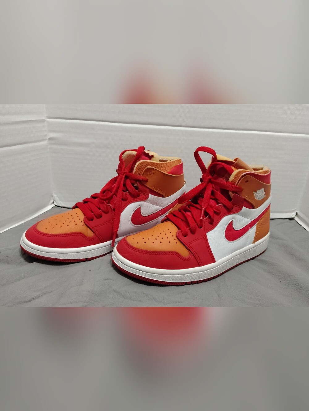 Air Jordan 1 Mid High Zoom Air, Women # 8 US, CMFT Fire Red Hot Curry - Picture 7 of 10